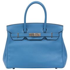 Hermès - Sac Birkin 30 cm en bleu paradis 