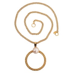 Chanel Necklace with a Pearly Bead Pendant, 1980s