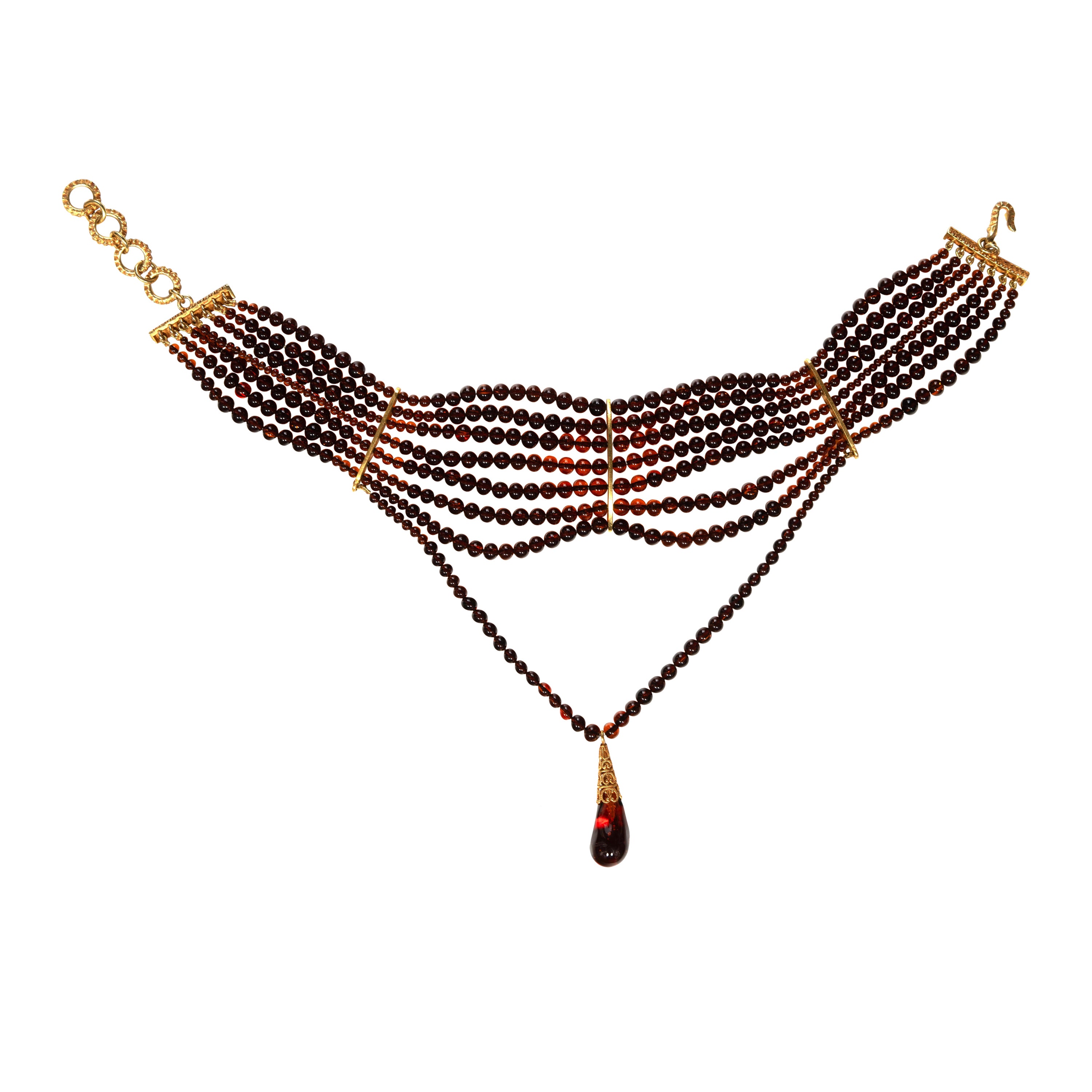 Christian Dior by John Galliano Amber Glass Bead Choker Necklace, c. 1998 For Sale