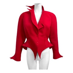 F/W 1988 Thierry Mugler Flaming Red Les Infernales Jagged Sculptural Jacket