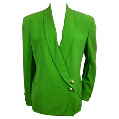 Gianni Versace Couture 1990’s Neón Green Double Breasted Jacket-Size 42