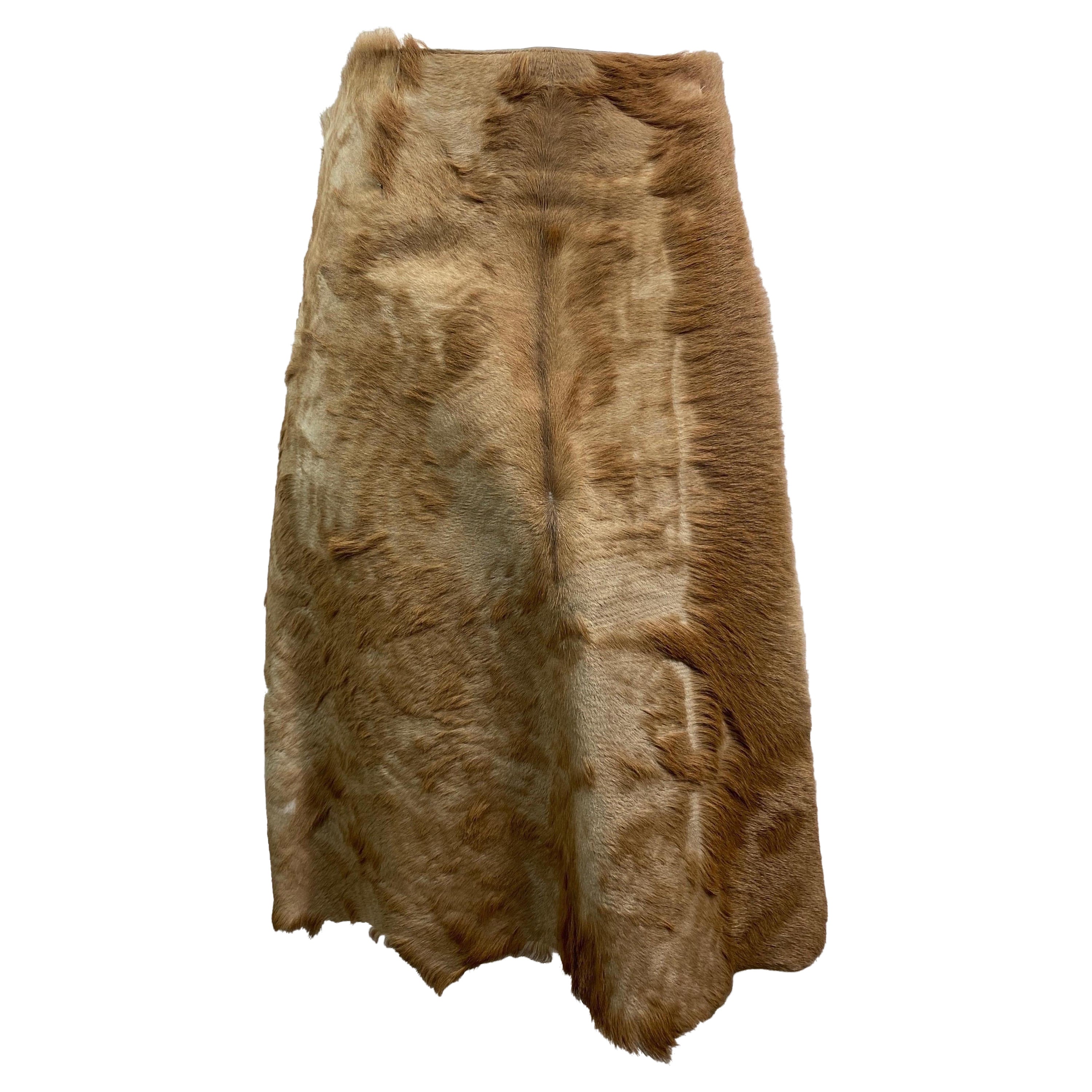 Fendi Runway Fall 1999 Pony Hair Leather Skirt -Size 42 For Sale