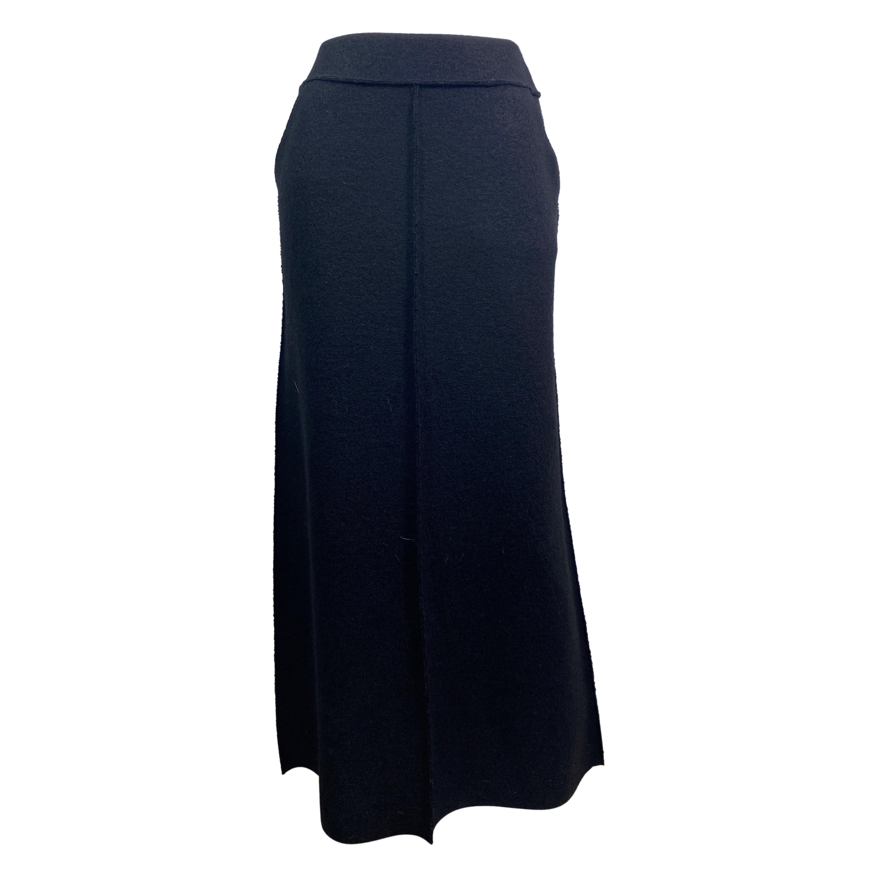 Chanel Runway Fall 1999 Black Wool Long Skirt -  Size 36 For Sale
