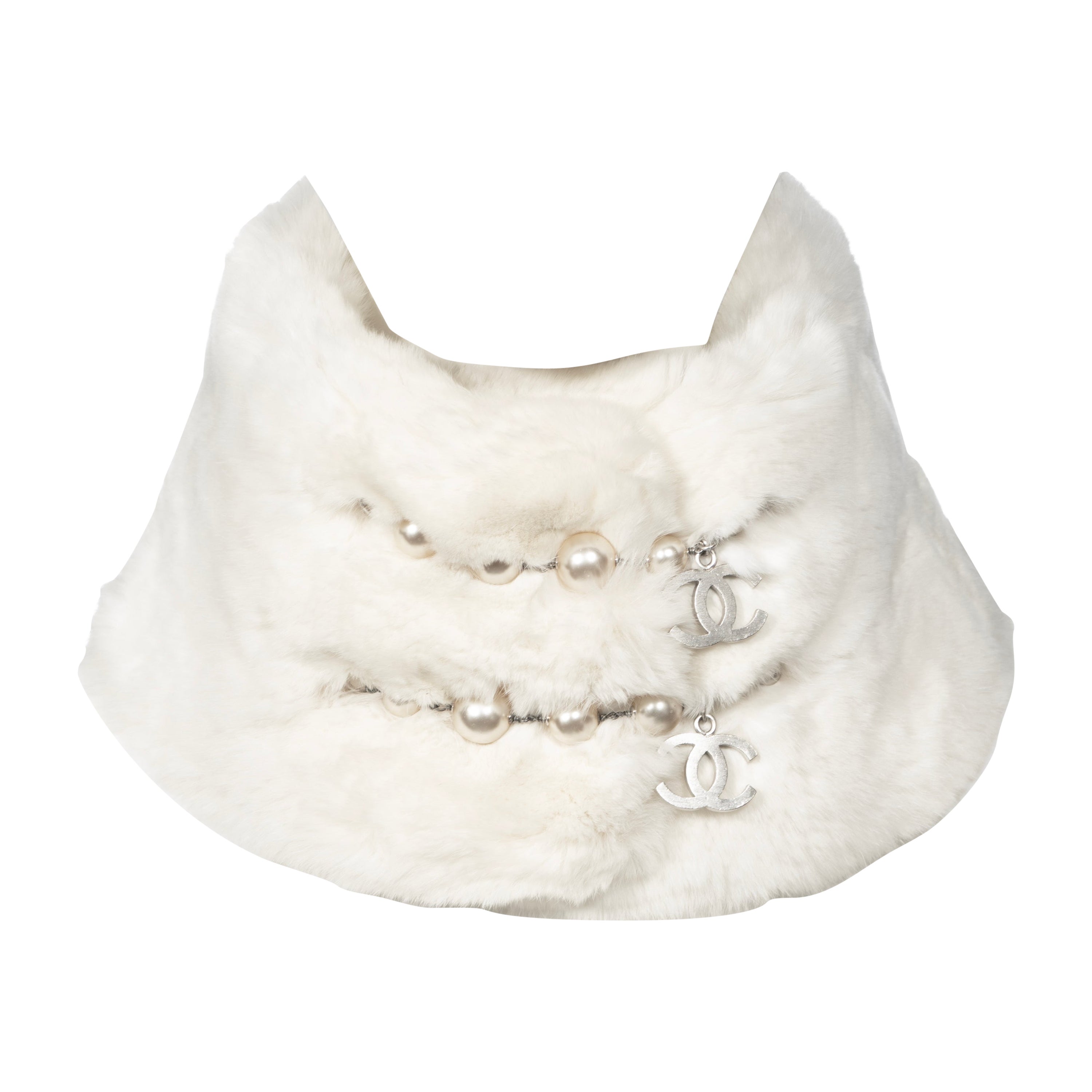 Chanel by Karl Lagerfeld White Rabbit Fur Collar and Cuffs, fw 2003 For Sale