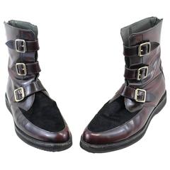 Amazing Boots from Alexander McQueen in Dark Red Patented  and Calfskin leather