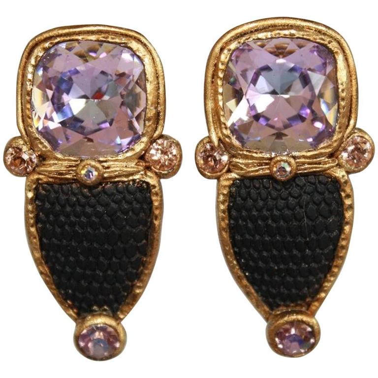 Ella K Black Vintage Gl And Swarovski Crystal Clip Earrings For Ella K Black Vintage Gl And Swarovski Crystal Clip Earrings For