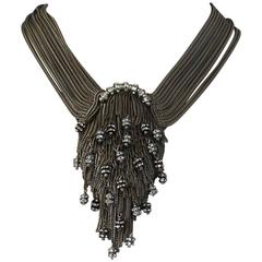 Francoise Montague Rhodium and Crystal Simba Necklace