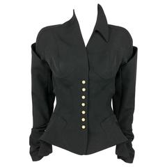 Thierry Mugler Architectural Black Wool Jacket (Runway Look) - Circa 1995