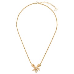 Christian Dior Gold-Tone Bow-Pendant Necklace