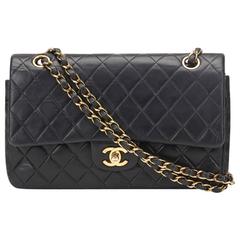 Retro 2000s Chanel Black Quilted Lambskin Medium Classic Double Flap Bag