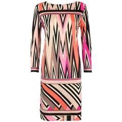 EMILIO PUCCI c.1960's Multicolor Zigzag Signature Print Drop Waist Shift Dress 5
