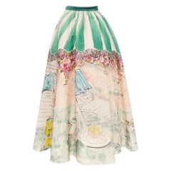 Perry Ellis 1992 Hand-Painted Cotton Organdy Full Skirt (Marc Jacobs)