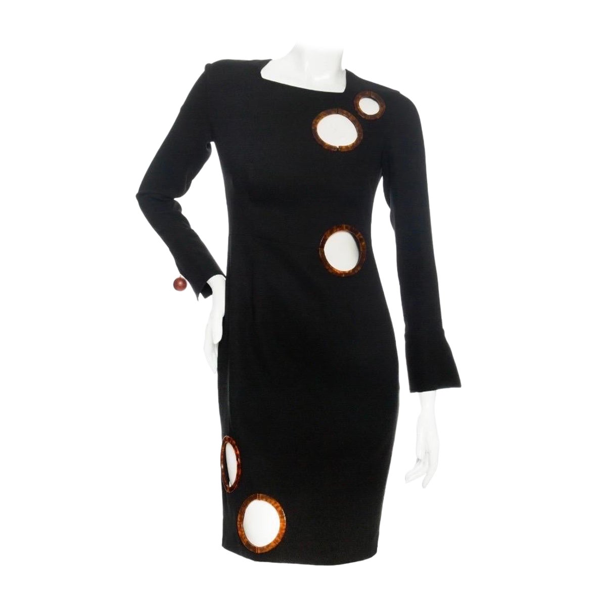 Burberry Black Silk-Blend Cutout Sheath Dress For Sale