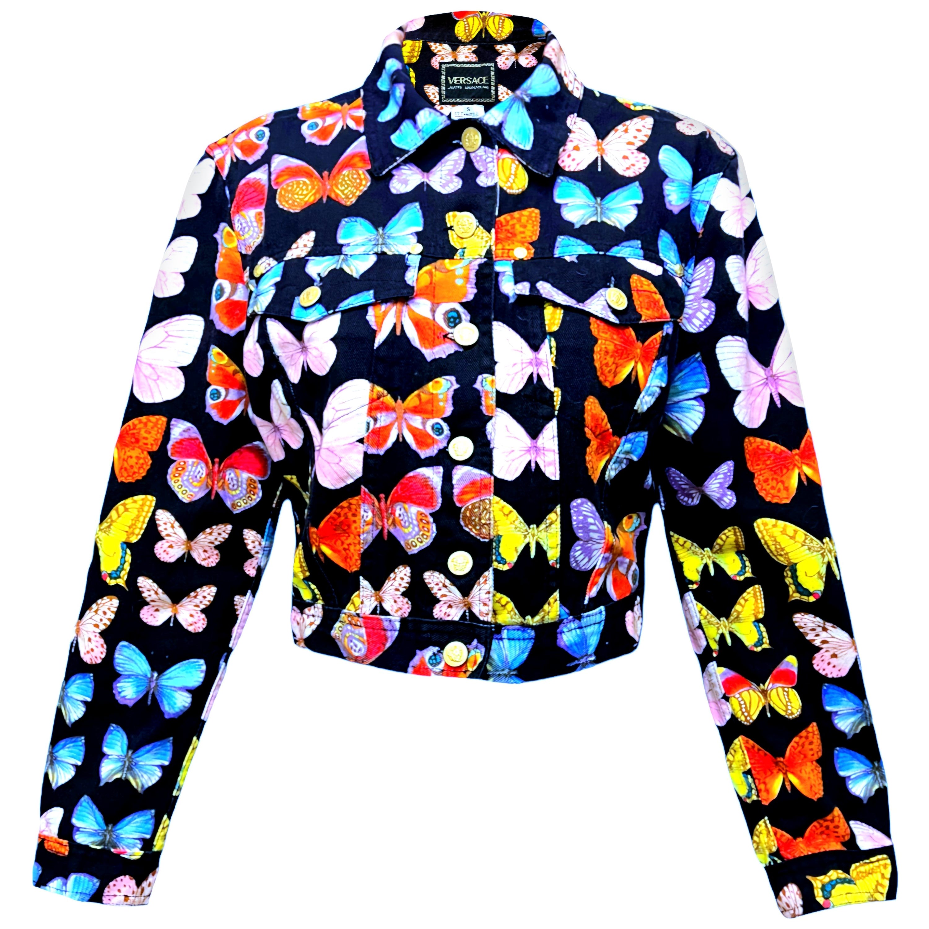 S/S 1995 Gianni Versace Butterfly Printed Jacket For Sale