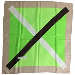 Yves St Laurent X silk scarf in grey black and greens 36" x 36" 10