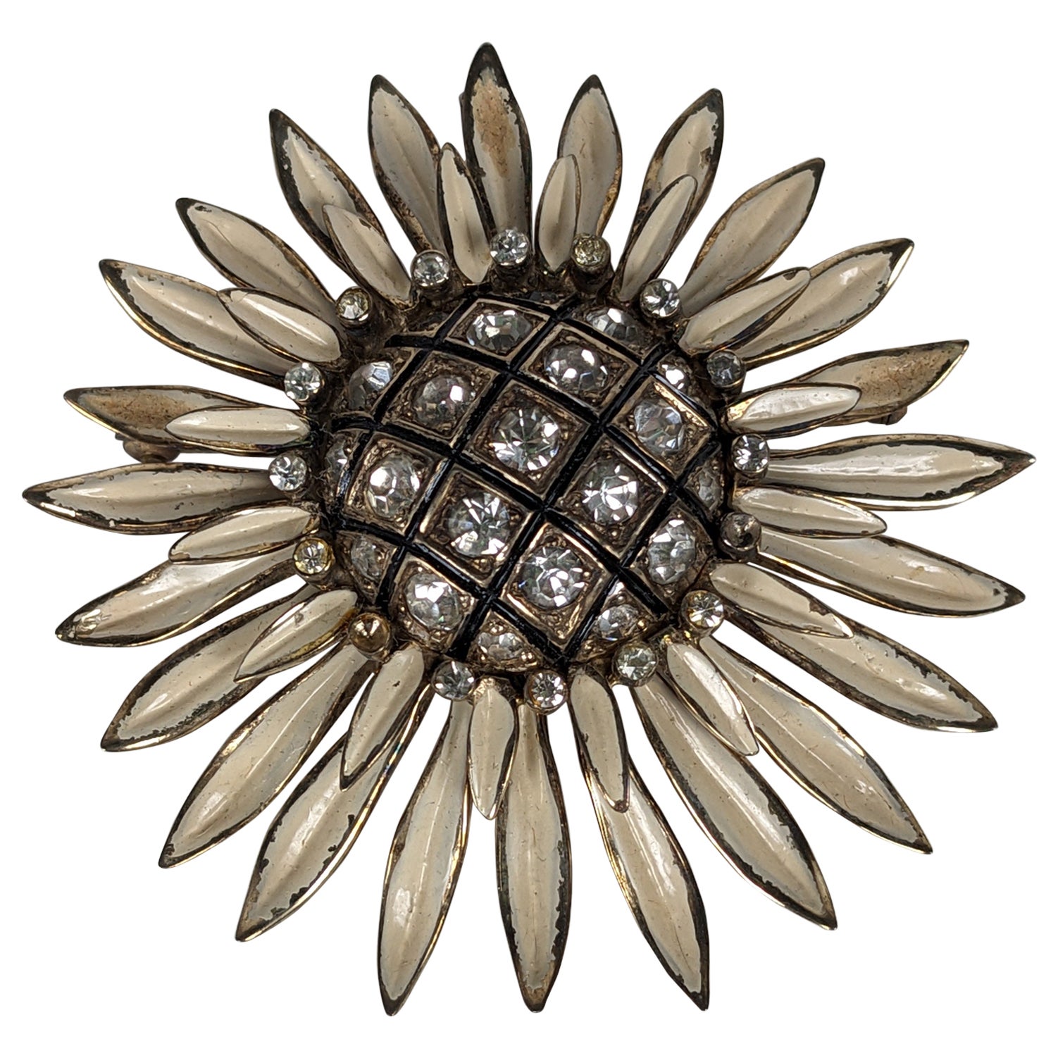 Nettie Rosenstein Retro Sunflower Sterling Silver Pendant Brooch