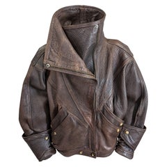 Used Rare Anne Marie Beretta Grained Leather Bomber