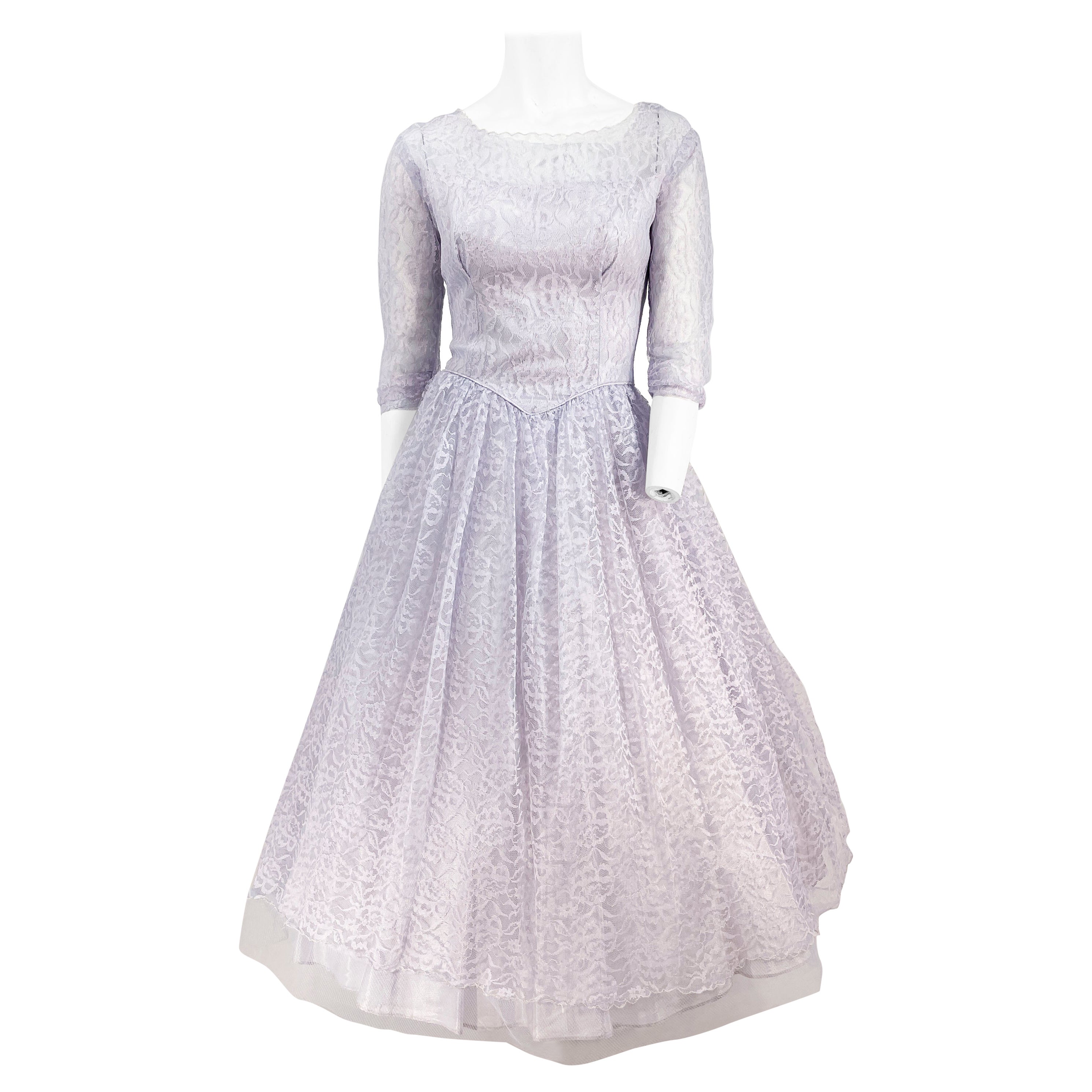 1950s Pewter Lace Dress For Sale