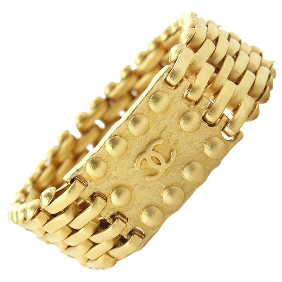 Chanel Vintage Gold Multi Strand Cuff Bracelet in Box 