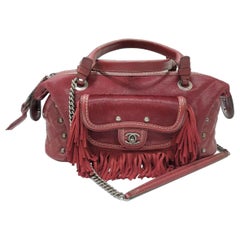 Chanel Burgundy Pony Hair and Leather Fringe Paris-Dallas Bowling Bag