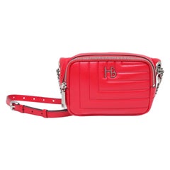 HENRI BENDEL Belt Bag Red Leather Quilted Gunmetal Hardware Credit Cards NEW