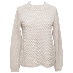 MAX MARA Knit Sweater Beige Long Sleeve Moc Turtleneck Pullover Sz S