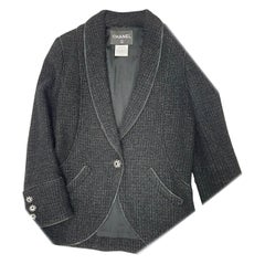 Chanel CC Jewel Gripoix Buttons Grey Tweed Jacket