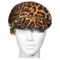 Christian Dior by John Galliano Gorra "Gambler" con estampado de leopardo, fw 2004