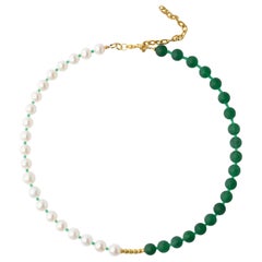 Halskette aus Chalcedon und Gold mit Perlen und Chalcedon - The Reve II Halskette - von Bombyx House