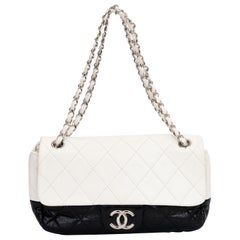 Used Chanel Black/White Leather Crossbody Bag