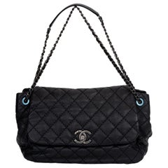 Used Chanel New Black Calfskin Flap Bag