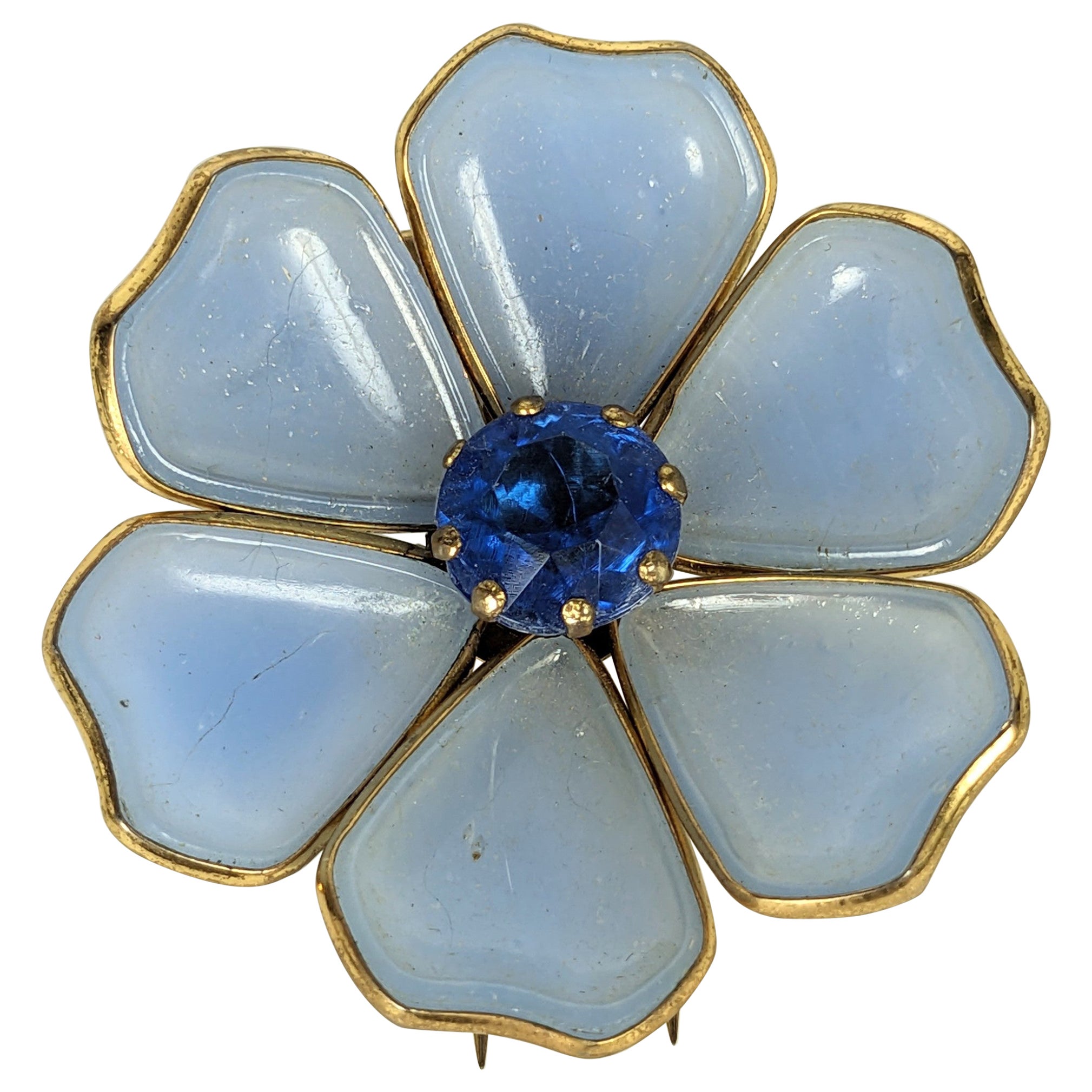 Art Deco Gripoix Style Flower Clip For Sale