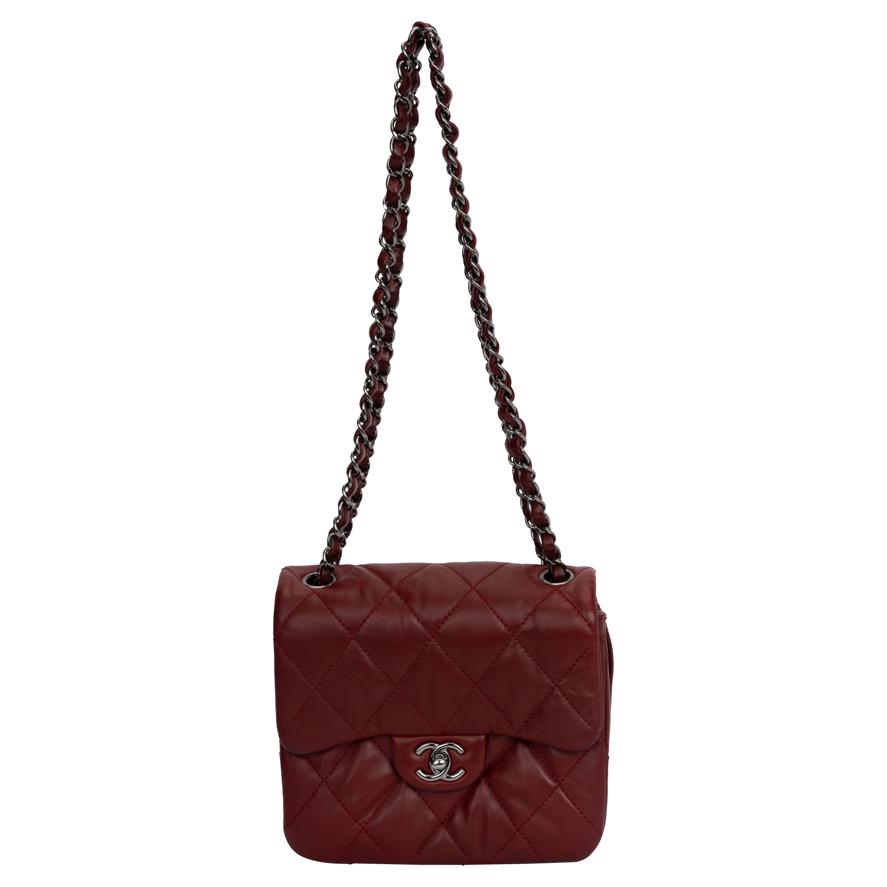 Chanel Burgundy Quilted Flap Bag For Sale
