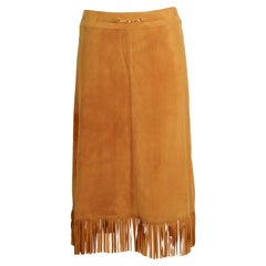 Céline Paris 1970s vintage fringed suede A-line skirt