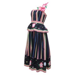 Retro Floral Polished Cotton Sundress Dress, 1970's