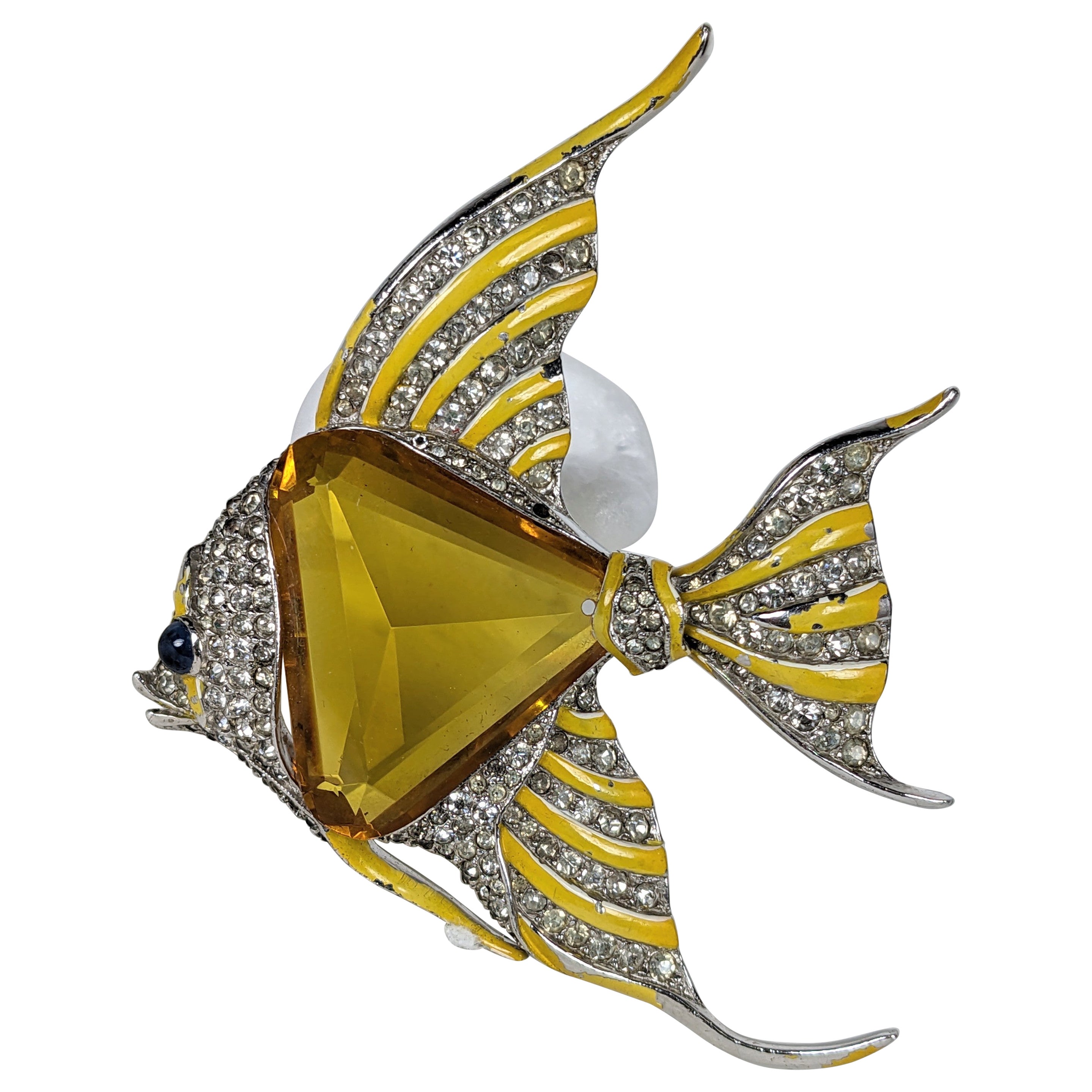 Amazing Trifari Alfred Phillipe Deco Angel Fish Clip For Sale
