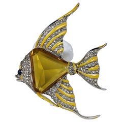 Vintage Amazing Trifari Alfred Phillipe Deco Angel Fish Clip