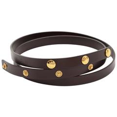 Used Louis Vuitton Ceinture Bouton Pression Chocolate Leather Waist Belt For Pochette