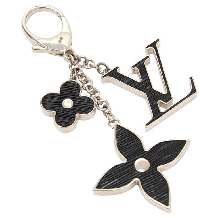 Louis Vuitton Fleur d'Epi Black x Silver Tone Key Chain / Bag Charm