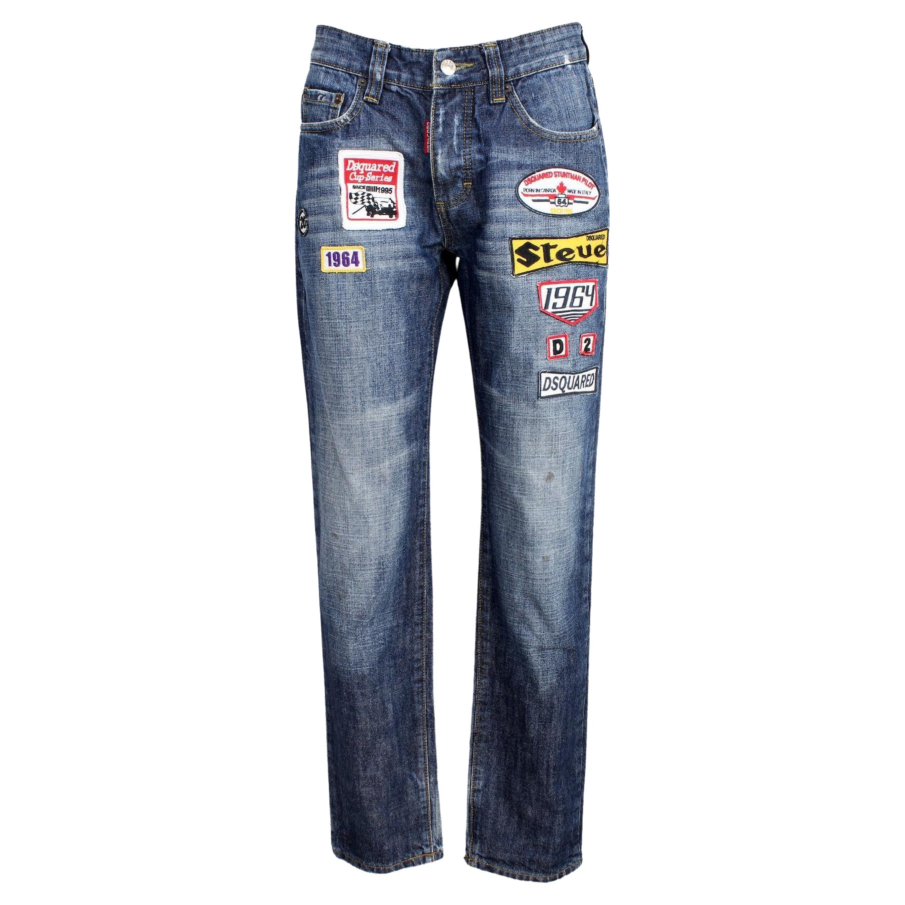 Dsquared Cup Series Blaue Straight Jeans 2000s im Angebot