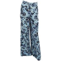 Emilio Pucci Blue Printed Silk Pants - 6 1