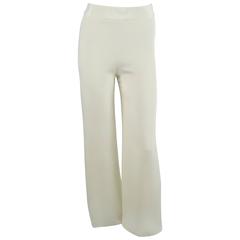 Naeem Khan Ivory Silk Palazzo Pants - 6 4