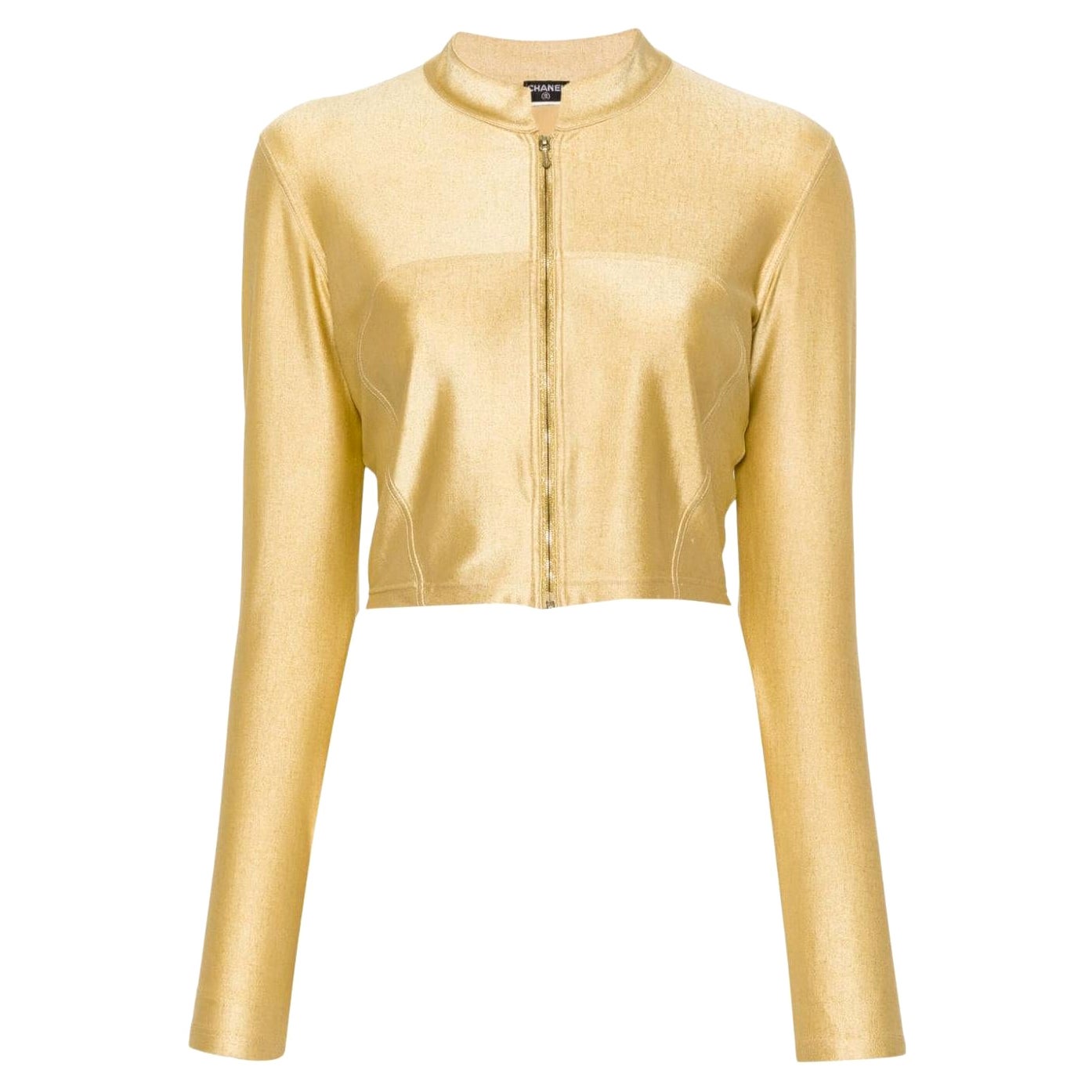 Giacca Chanel metallizzata dorata con taglio corto