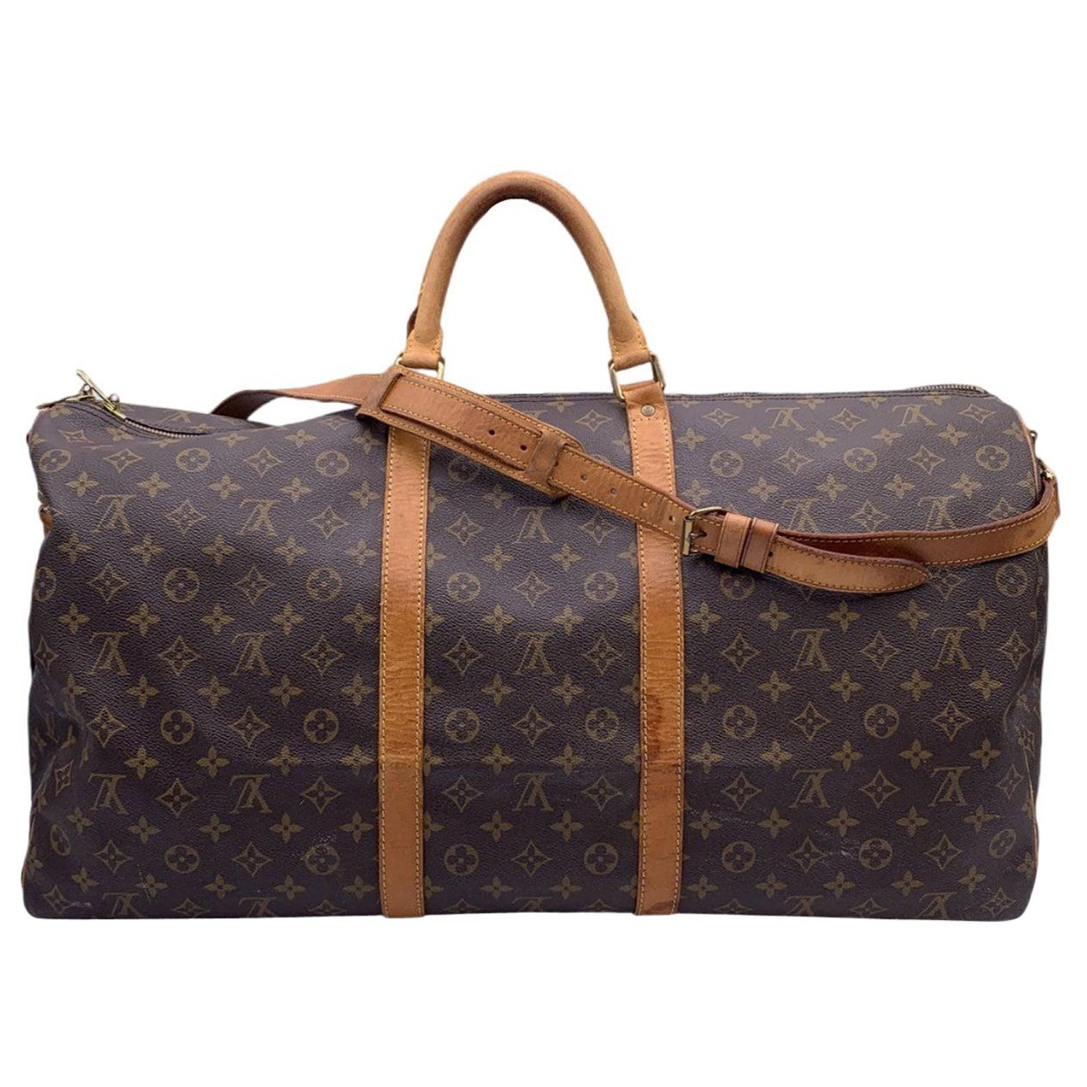 Louis Vuitton Monogram Keepall Bandouliere 60 Travel Bag M41412 For Sale