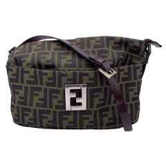 Used Fendi Monogram Brown and Black Zucca Canvas Shoulder Bag