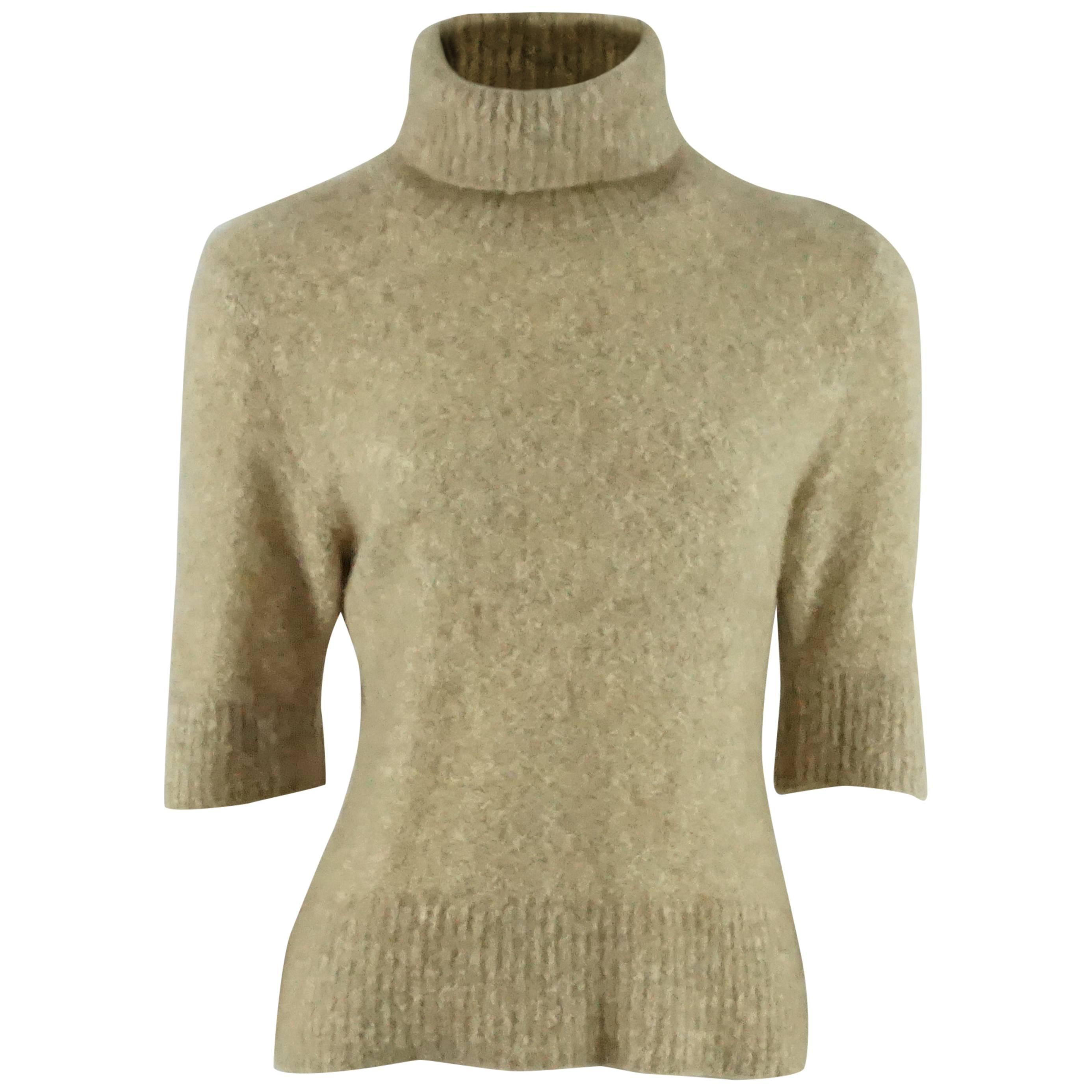 Loro Piana Beige Cashmere Turtleneck Sweater - 44