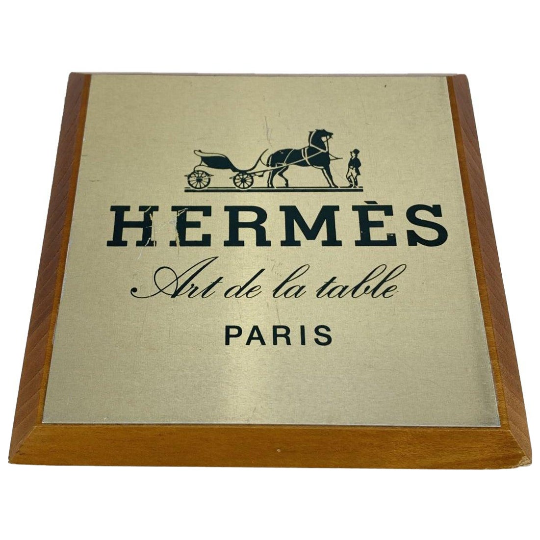 Hermes Vintage Art of la Table Wood Wood Talker Square Plate