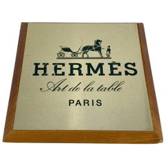 Plato cuadrado Hermes Vintage Art de la Table Wood Shelf Talker