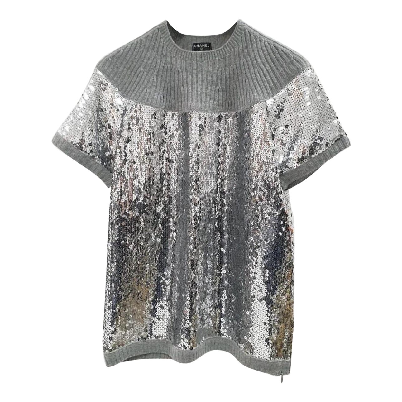 Chanel Sequin Cashmere Sweater Top For Sale