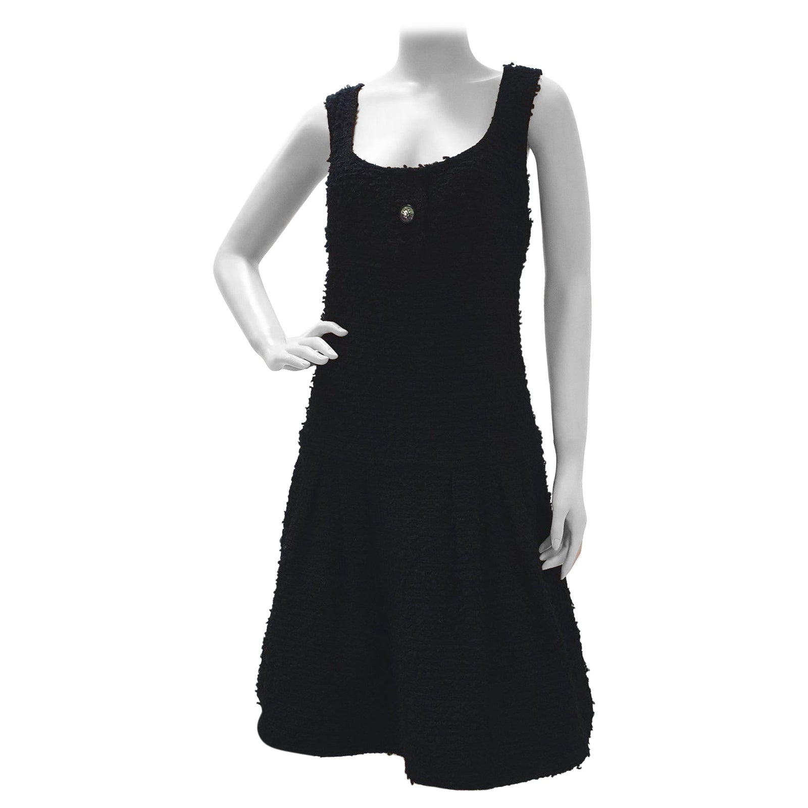 Chanel 17P CC  Black Fantasy Tweed Dress  For Sale